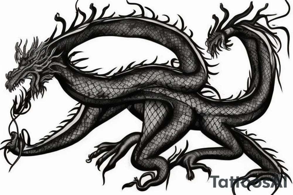 A feet shaped dragon wrapped in vines, roots and leaves tattoo idea