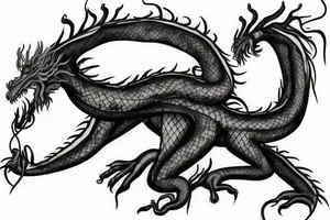 A feet shaped dragon wrapped in vines, roots and leaves tattoo idea