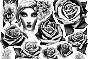 Rose, time, Angel, eye tattoo idea