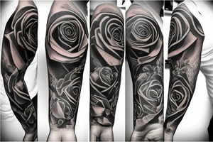 Rose, time, Angel, eye for arm sleeve tattoo idea
