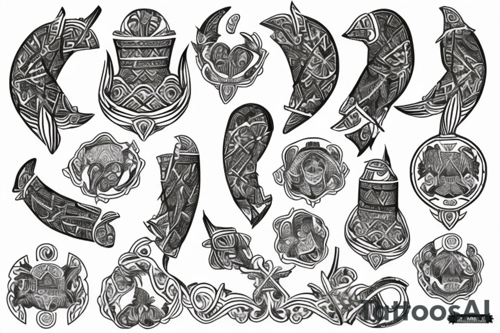 Ukrainian national pattern with Cossack symvolic tattoo idea