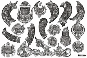 Ukrainian national pattern with Cossack symvolic tattoo idea