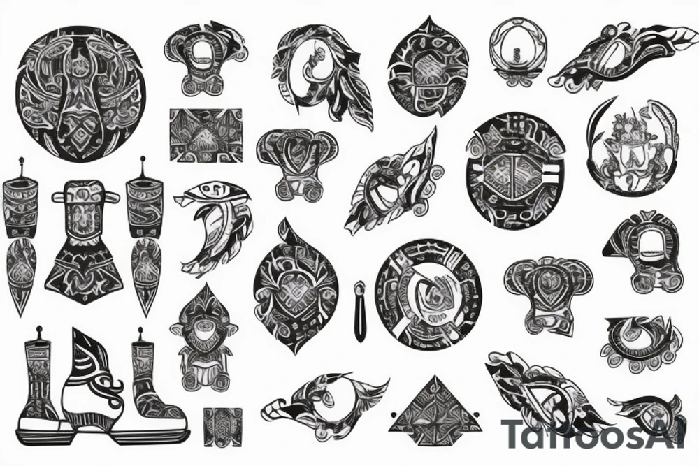 Ukrainian national pattern with Cossack symbolic tattoo idea