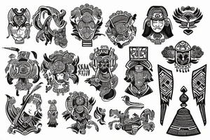 Ukrainian national pattern with Cossack symbolic tattoo idea