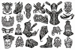 Ukrainian Cossack  with national pattern and symbolic tattoo idea
