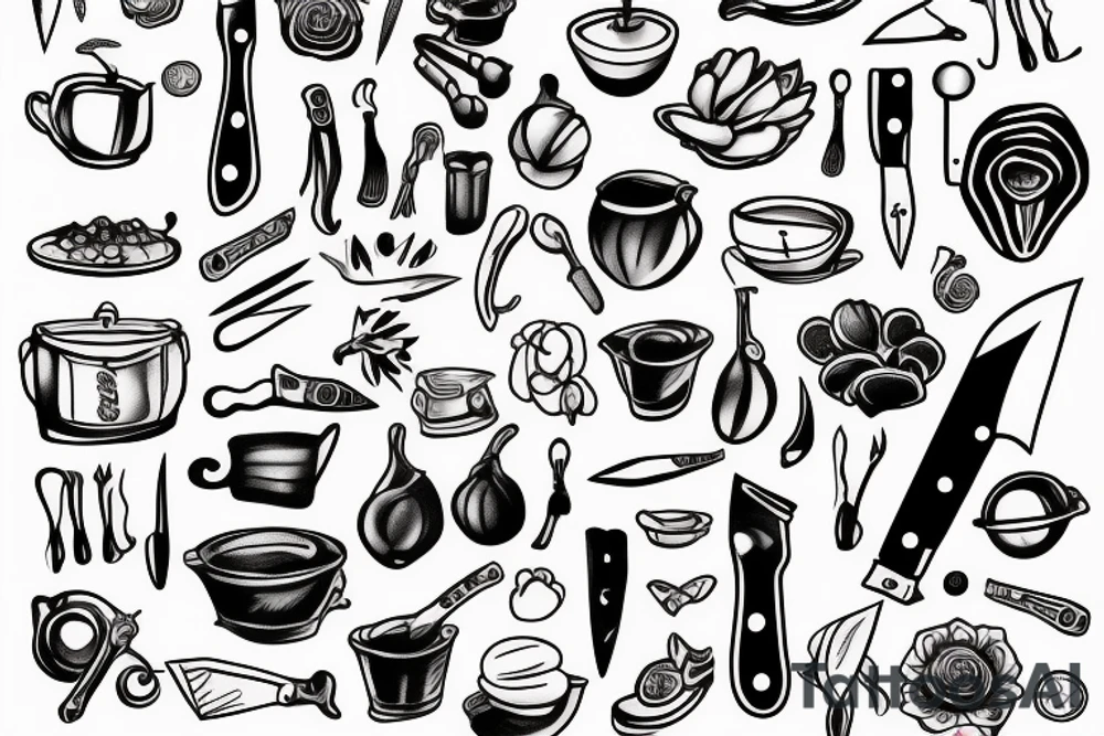 Create a forearm tattoo for a kitchen chef with a knife tattoo idea