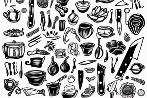 Create a forearm tattoo for a kitchen chef with a knife tattoo idea
