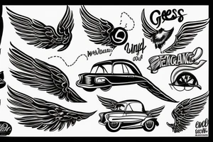 Grease car back with wings tattoo idea