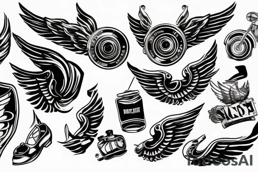 Grease car back with wings tattoo idea