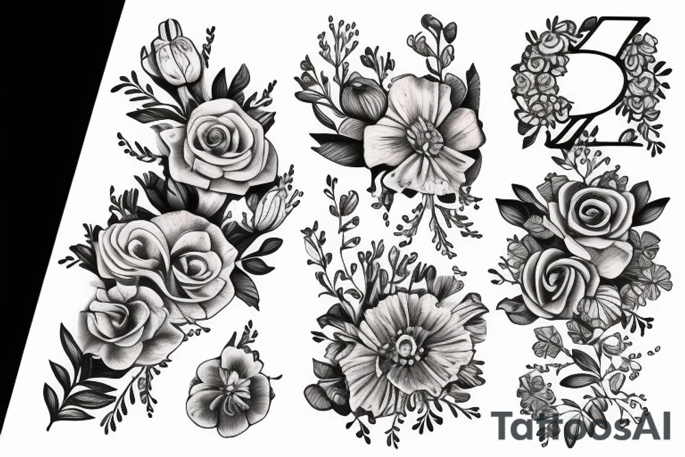 Letter y with flowers tattoo idea