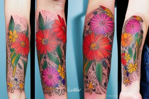 June, November, February, January, March flowers tattoo idea
