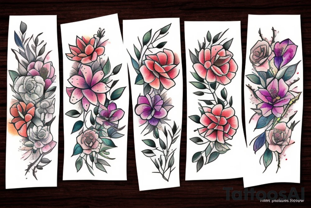 June, November, February, January, March flowers tattoo idea