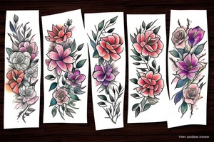 June, November, February, January, March flowers tattoo idea