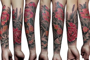 June, November, February, January, March flowers tattoo idea