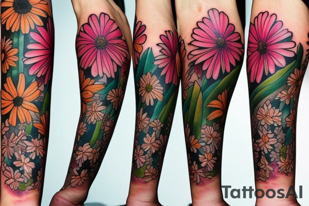 June, November, February, January, March flowers tattoo idea