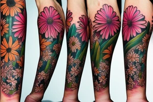 June, November, February, January, March flowers tattoo idea