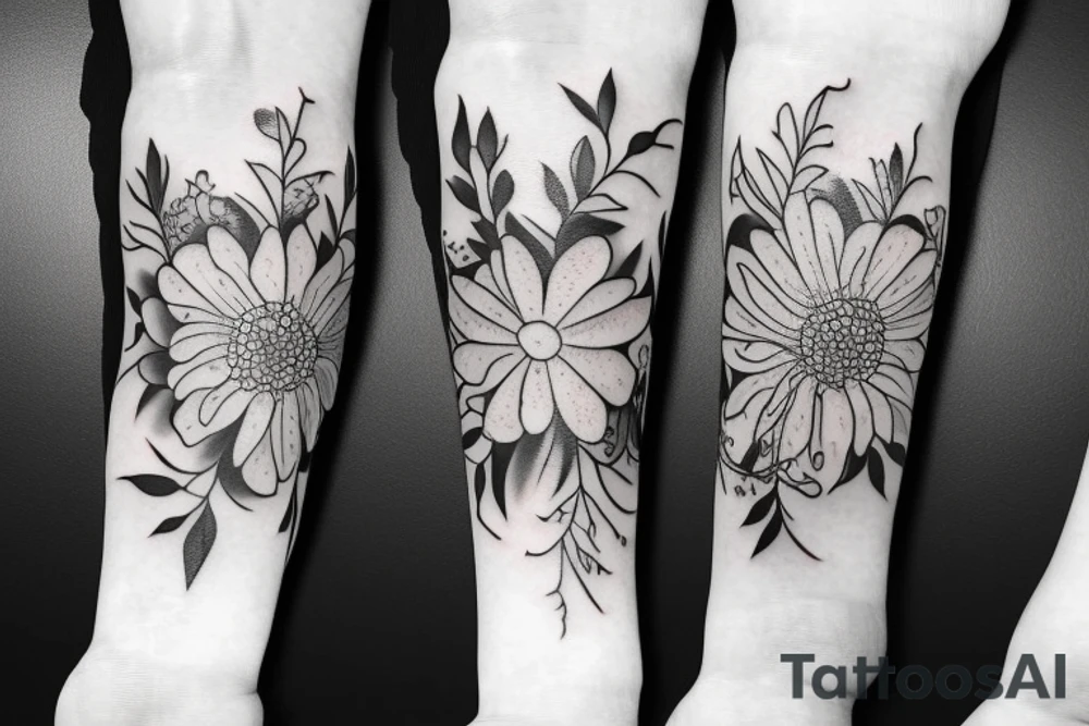 June, November, February, January, March flowers tattoo idea
