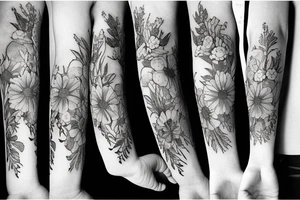 June, November, February, January, March flowers tattoo idea