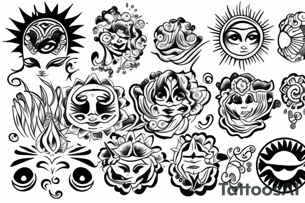 Little angel sun tattoo idea