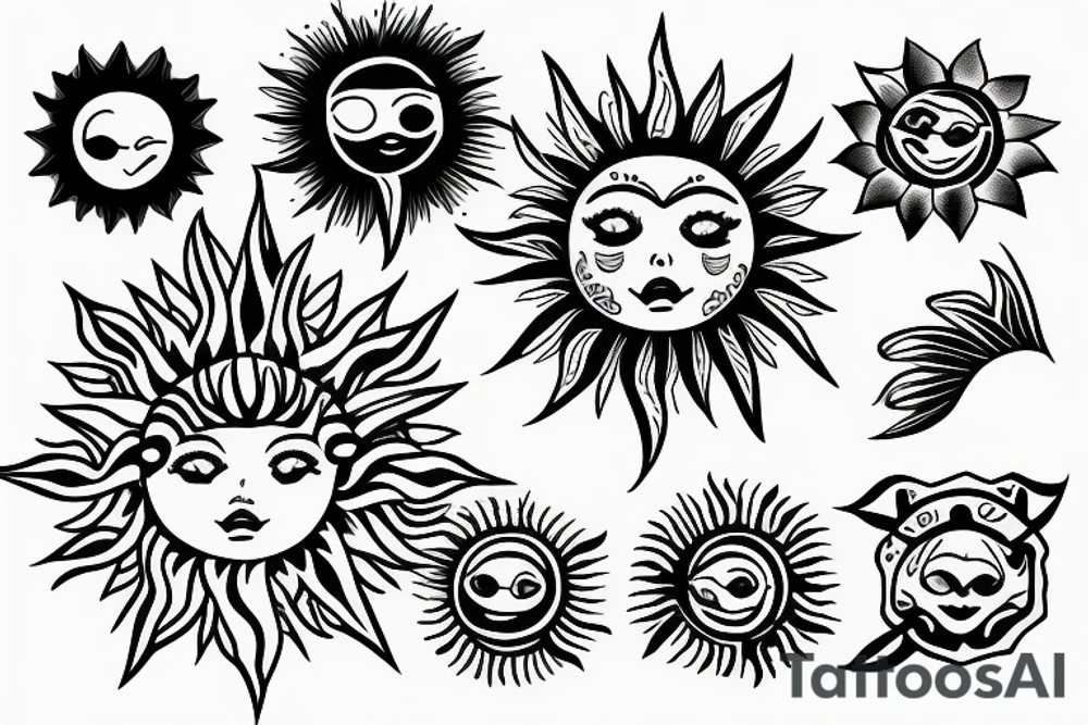 Little angel sun tattoo idea