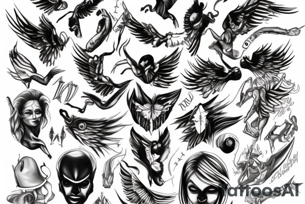 angle stepping on the devil tattoo idea