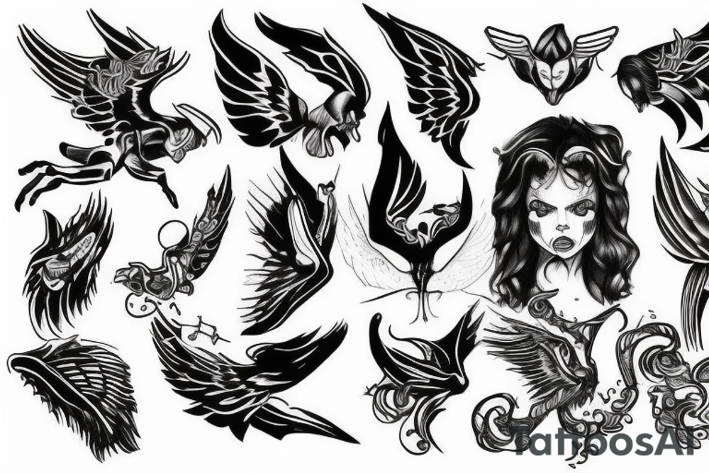 angle stepping on the devil tattoo idea