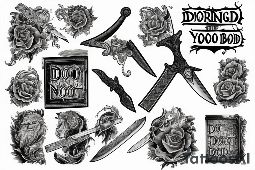 sword daring books with the phrase do not yield tattoo idea