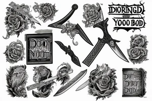 sword daring books with the phrase do not yield tattoo idea