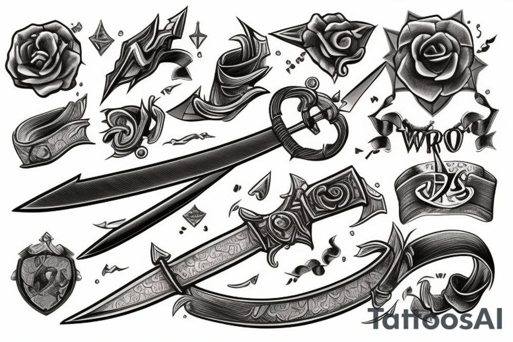 sword daring books tattoo idea