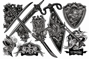 sword stabbing books tattoo idea