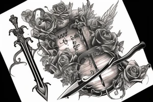 sword stabbing books tattoo idea