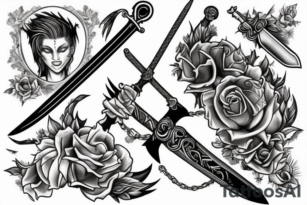 sword stabbing books tattoo idea