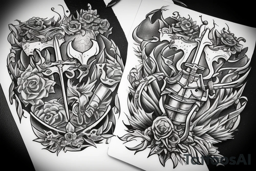 sword stabbing books tattoo idea