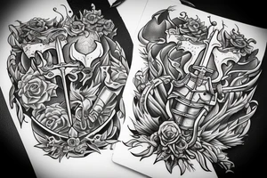 sword stabbing books tattoo idea