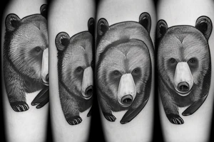 Grizzly bear mom and cub in a forest tattoo idea
