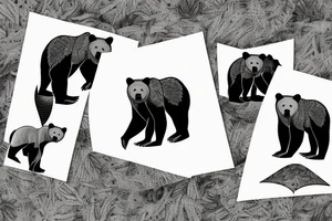 Grizzly bear mom and cub in a forest tattoo idea