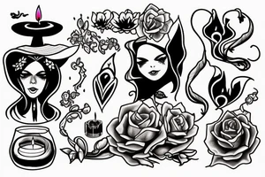 Witch, with candle and mirror frame tattoo idea