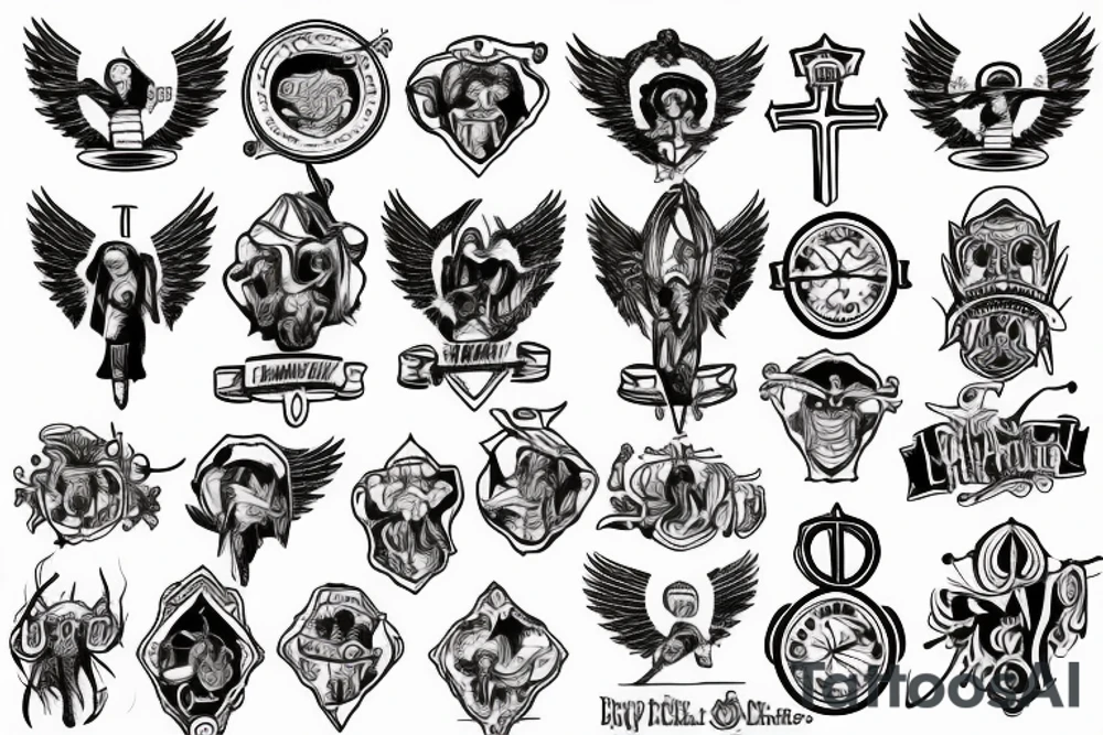 Cross Bible and angel tattoo idea