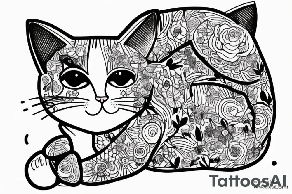 a cat in pijama tattoo idea