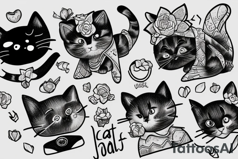 a cat in pijama tattoo idea