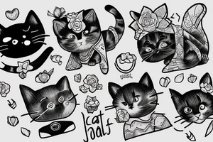 a cat in pijama tattoo idea