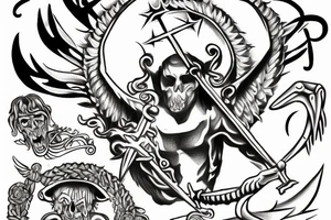 Chi rho and angel fighting demon tattoo idea