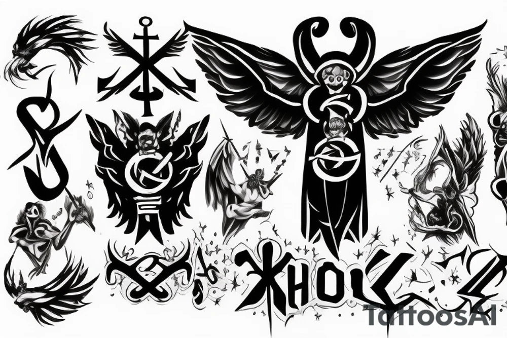 Chi rho and angel fighting demon tattoo idea