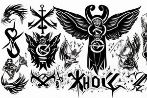 Chi rho and angel fighting demon tattoo idea