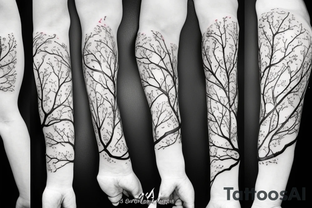 CHERRY BLOSSOM SLEAVE TATTOO FROM SHOULDER TO LOWER ARM FOR MEN tattoo idea