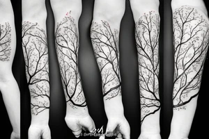 CHERRY BLOSSOM SLEAVE TATTOO FROM SHOULDER TO LOWER ARM FOR MEN tattoo idea