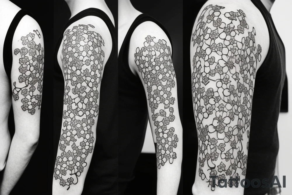 CHERRY BLOSSOM SLEAVE TATTOO FROM SHOULDER TO LOWER ARM FOR MEN tattoo idea