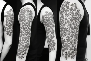 CHERRY BLOSSOM SLEAVE TATTOO FROM SHOULDER TO LOWER ARM FOR MEN tattoo idea