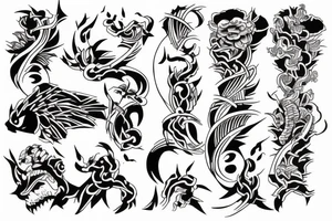 Japanese style tattoo from chest to upper arm to lower arm for men tattoo idea