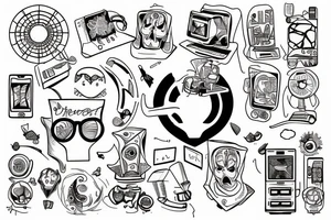 circute board, computer, nerd, line work tattoo idea